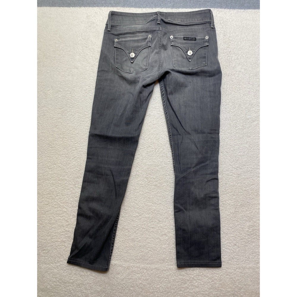 Hudson Collin Skinny Size 27 Black Jeans Shows Wear On Left Cheek